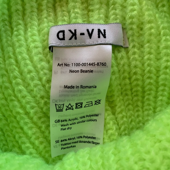 NA-KD neon yellow green beanie hat ASOS - Picture 4 of 4